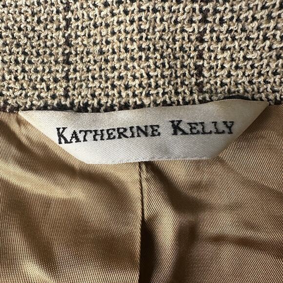 Katherine Kelly Women 14 coat Blazer One top button Beige Brown Wool Cotton - Picture 16 of 16